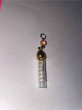 Gold Mini Vial Necklace Charm with Parchment “message in a bottle “.